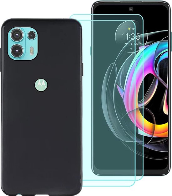 Motorola Edge 20 Lite Hoesjes – Siliconen Backcover – Inclusief 2 Screenprotectors – Zwart-Ilumina Benelux