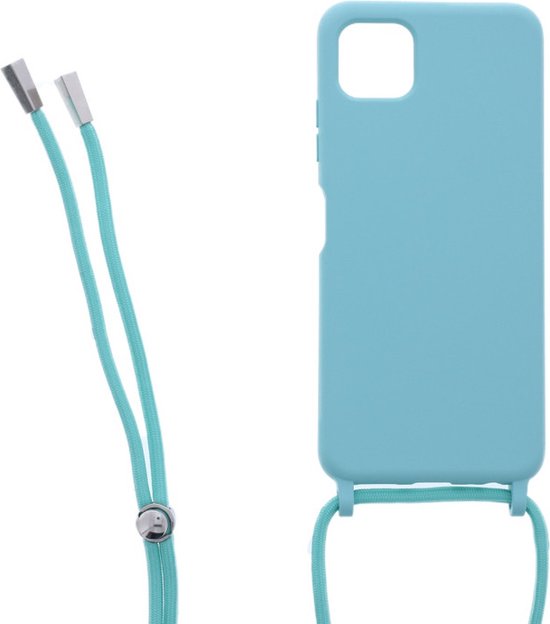 Samsung Galaxy A22 5G Hoesjes – Siliconen Backcover met Ketting – TPU – Turquoise-Ilumina Benelux