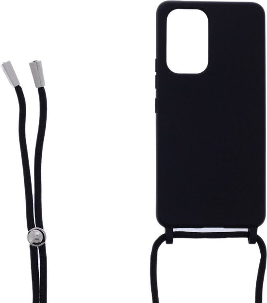 Samsung Galaxy A32 5G Hoesjes – Siliconen Backcover met Ketting – TPU – Schokbestendig – Zwart-Ilumina Benelux