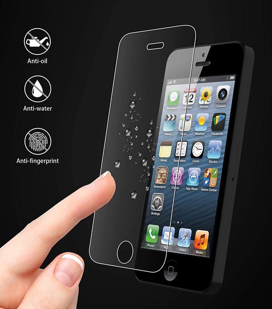 iPhone 5/5S Hoesjes – Soft TPU Siliconen Backcover – 2x Gehard Glas Screenprotector – Zwart-Ilumina Benelux