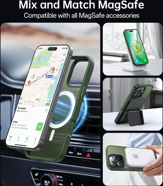iPhone 13 Pro Max Hoesjes – Backcover met Camera Lens Protector – 2x Screenprotector – Magnetische Ring – Groen-Ilumina Benelux