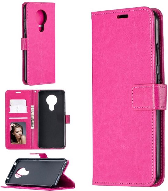 Motorola Moto G7 Plus Hoesjes – Portemonnee Hoes – Pasjeshouder – Magneetsluiting – Roze-Ilumina Benelux