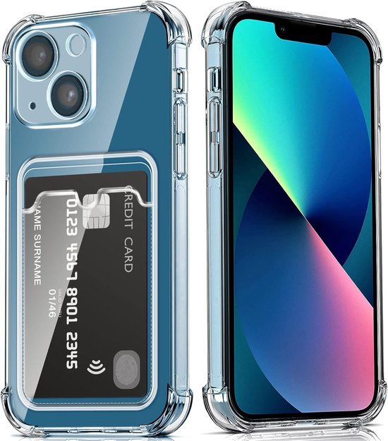 iPhone 13 Mini Hoesjes – TPU Backcover – Schokbestendig – Pasjeshouder – Transparant-Ilumina Benelux