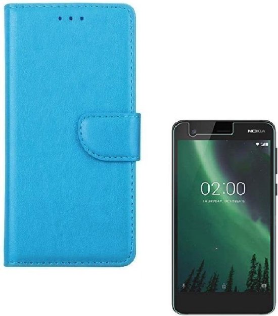 Nokia 2 Hoesjes – Portemonnee Hoes – Pasjeshouder – 2x Screenprotector – Turquoise-Ilumina Benelux