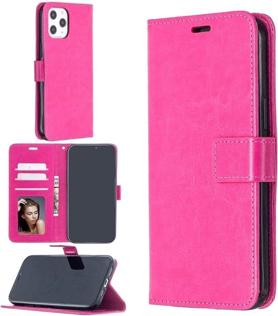 iPhone 12 Pro Max Hoesjes – Portemonnee Book Case – Pasjeshouder – Magneetsluiting – Roze-Ilumina Benelux