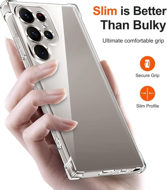 Samsung Galaxy S23 Ultra Hoesjes – Siliconen Backcover – Schokbestendig – Camera Beschermer – Transparant-Ilumina Benelux