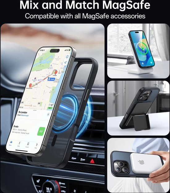 iPhone 13 Pro Max Hoesjes – Backcover met Camera Lens – 2x Screenprotector – Magnetische Ring – Zwart-Ilumina Benelux