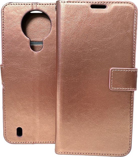 Nokia 1.4 Hoesjes – Portemonnee Book Case – Pasjeshouder – 2x Screenprotector Gehard Glas – Roségoud-Ilumina Benelux