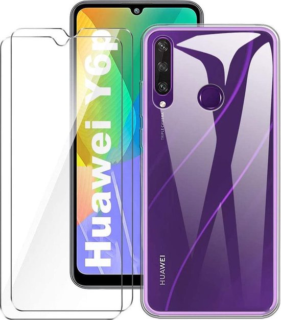 Huawei Y6p Hoesjes – Transparante TPU Siliconen Backcover – Soft Case – Inclusief 2x Gehard Glas Screenprotector-Ilumina Benelux