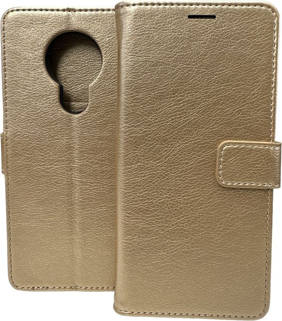 Nokia 5.3 Hoesjes – Portemonnee Book Case – Pasjeshouder – Magneetsluiting – Goud-Ilumina Benelux