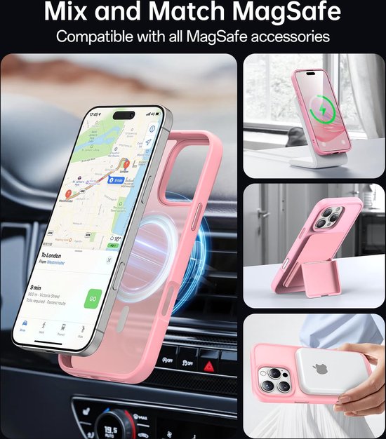 iPhone 13 Pro Hoesjes – MagSafe Compatibel – Backcover met Magnetische Ring – Roze-Ilumina Benelux