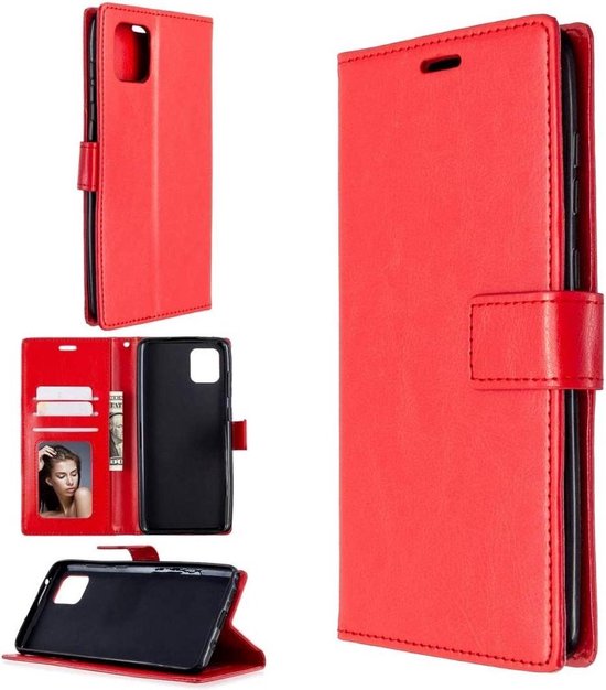 Samsung Galaxy A41 Hoesjes – Portemonnee Bookcase – Magneetsluiting – 2x Gehard Glas Screenprotector – Bordeaux-Ilumina Benelux