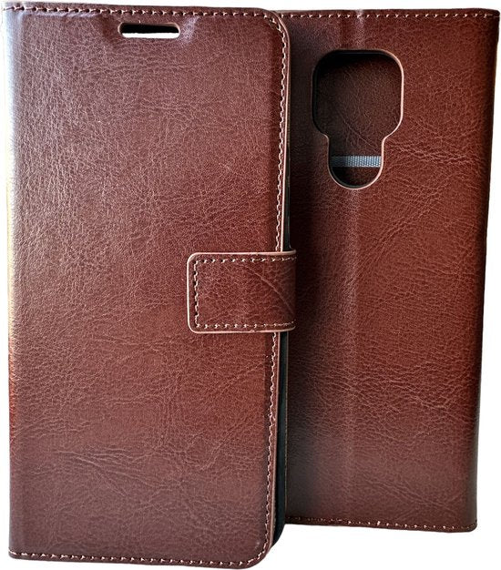 Motorola Moto E7 Hoesjes – Portemonnee Hoes – Pasjeshouder – Magneetsluiting – Bruin-Ilumina Benelux