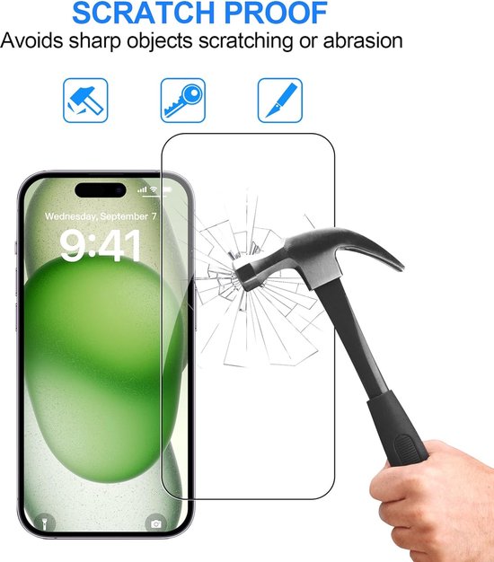 iPhone 16 Hoesjes – Siliconen Backcover – Screenprotector Gehard Glas 3x – Camera Lens Protector 3x – Zwart-Ilumina Benelux
