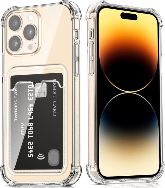 iPhone 14 Pro Hoesjes – Transparante TPU Backcover – Schokbestendig – Pasjeshouder-Ilumina Benelux