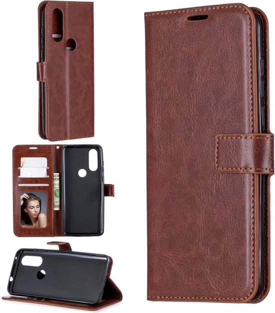 Motorola One Action Hoesjes – Portemonnee Book Case – Pasjeshouder – 2x Screenprotector – Bruin-Ilumina Benelux