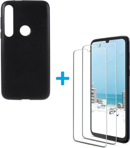 Motorola Moto G8 Plus Hoesjes – Soft TPU Siliconen Backcover – Inclusief 2x Screenprotector – Zwart-Ilumina Benelux