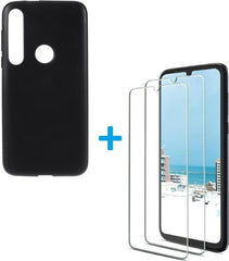 Motorola Moto G8 Plus Hoesjes – Soft TPU Siliconen Backcover – Inclusief 2x Screenprotector – Zwart