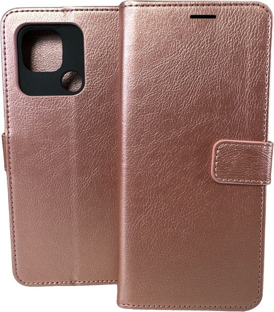 Xiaomi Redmi 10C Hoesjes – Portemonnee Book Case – Pasjeshouder – 2x Gehard Glas Screenprotector – Roségoud-Ilumina Benelux