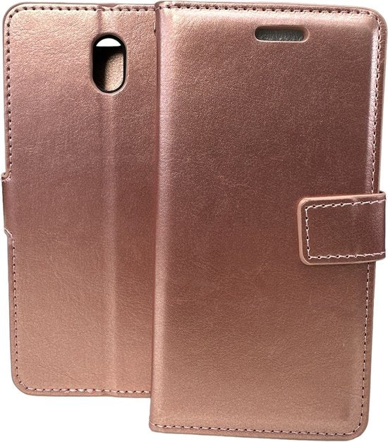 Nokia 2.2 Hoesjes – Portemonnee Book Case – Pasjeshouder – 2x Screenprotector Gehard Glas – Roségoud-Ilumina Benelux