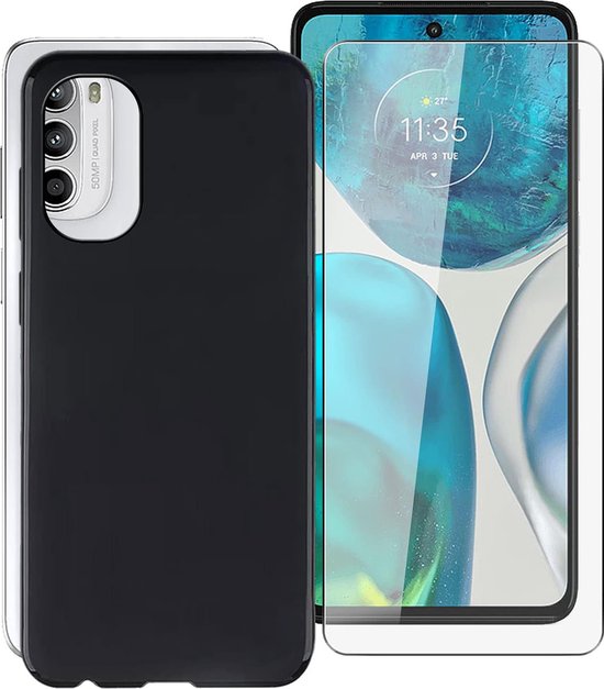 Motorola Moto G82 5G Hoesjes – Siliconen Backcover – Inclusief 2 Screenprotectors – 6.6 Inch – Zwart