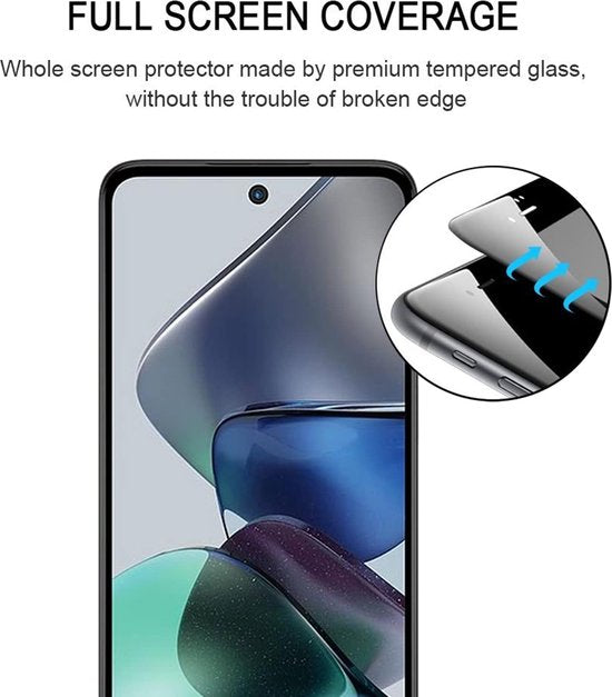 Full Cover Screenprotector - Geschikt voor Motorola Moto G13 / Moto G23 / Moto G53 - 9H Glas (2-Pack)