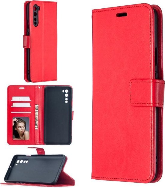 Oppo Find X2 Lite Hoesjes – Portemonnee Book Case – Pasjeshouder – Magneetsluiting – Rood-Ilumina Benelux