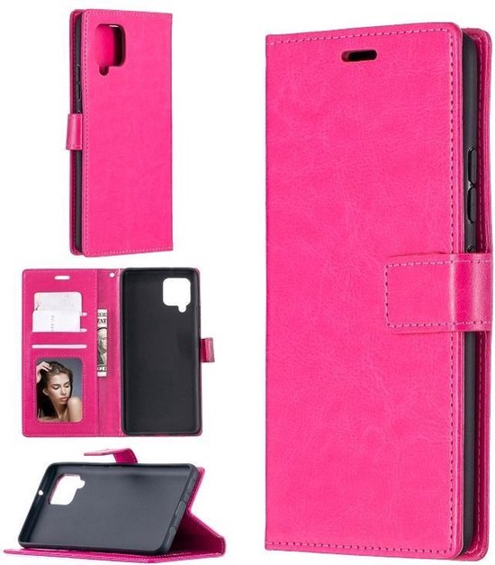 Samsung Galaxy A22 4G Hoesjes – Portemonnee Hoes – 2 Pack Screenprotector – Pasjeshouder – Roze-Ilumina Benelux