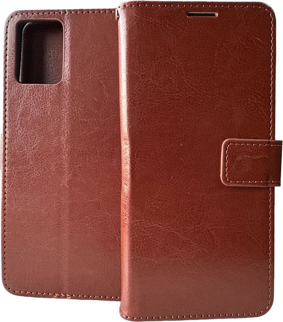 Motorola Moto G23 Hoesjes – Portemonnee Bookcase – Pasjeshouder – 2 Pack Gehard Glas – Bruin-Ilumina Benelux
