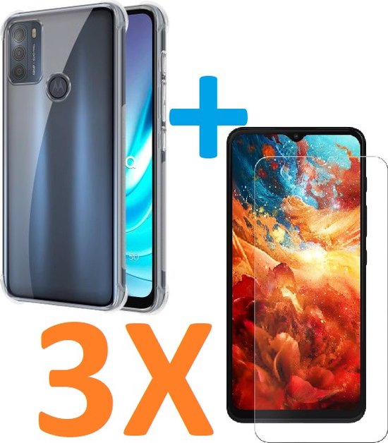 Motorola Moto G50 Hoesjes – Soft TPU Siliconen Backcover – Schokbestendig – Inclusief 3x Screenprotector – Zwart
