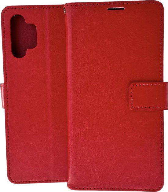 Samsung Galaxy A13 5G Hoesjes – Portemonnee Hoes – 2 Pack Screenprotector – Magneetsluiting – Rood-Ilumina Benelux