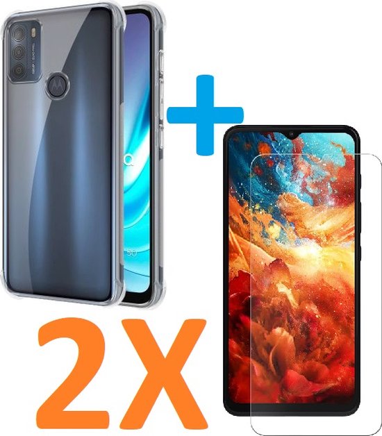 Motorola Moto G50 Hoesjes – Soft TPU Siliconen Backcover – Schokbestendig – Inclusief 2x Screenprotector – Zwart