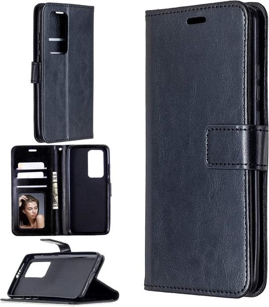 Huawei P Smart 2021 Hoesjes – Portemonnee Book Case – Pasjeshouder – Magneetsluiting – Zwart-Ilumina Benelux