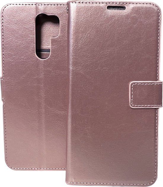 Xiaomi Redmi 9 Hoesjes – Bookcase Portemonnee Hoes – Pasjeshouder – Magneetsluiting – Roségoud-Ilumina Benelux