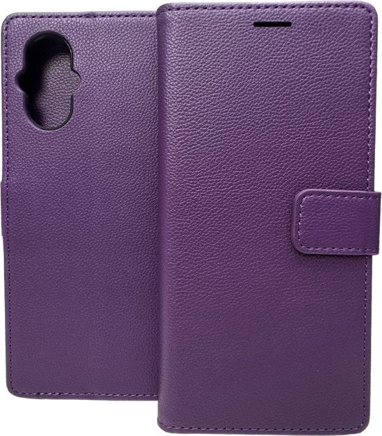 Oppo Reno 8 Lite Hoesjes – Portemonnee Bookcase – Pasjeshouder – 2 Pack Screenprotector Gehard Glas – Paars-Ilumina Benelux