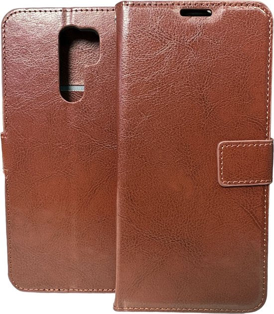Xiaomi Redmi 9 Hoesjes – Portemonnee Hoes – Bookcase – Pasjeshouder – Bruin-Ilumina Benelux