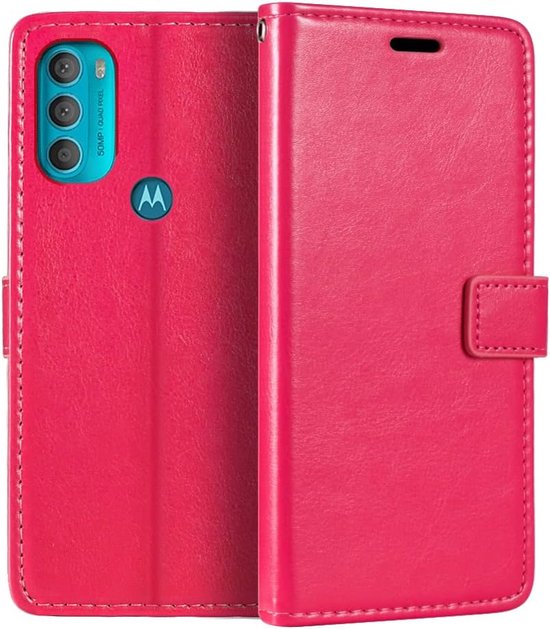 Motorola Moto G71 5G Hoesjes – Portemonnee Book Case – Pasjeshouder – Magneetsluiting – Roze-Ilumina Benelux