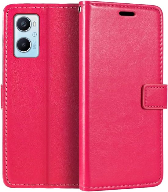 Oppo A96 Hoesjes – Portemonnee Book Case – Pasjeshouder – Magneetsluiting – Roze-Ilumina Benelux