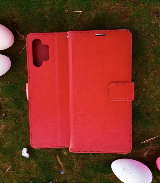 Samsung Galaxy A13 4G Hoesjes – Bookcase Portemonnee – Pasjeshouder – 2x Gehard Glas Screenprotector – Rood-Ilumina Benelux