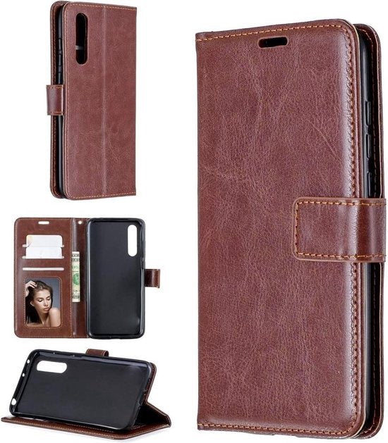 Huawei P20 Hoesjes – Portemonnee Hoes – Pasjeshouder – Magneetsluiting – Bruin-Ilumina Benelux