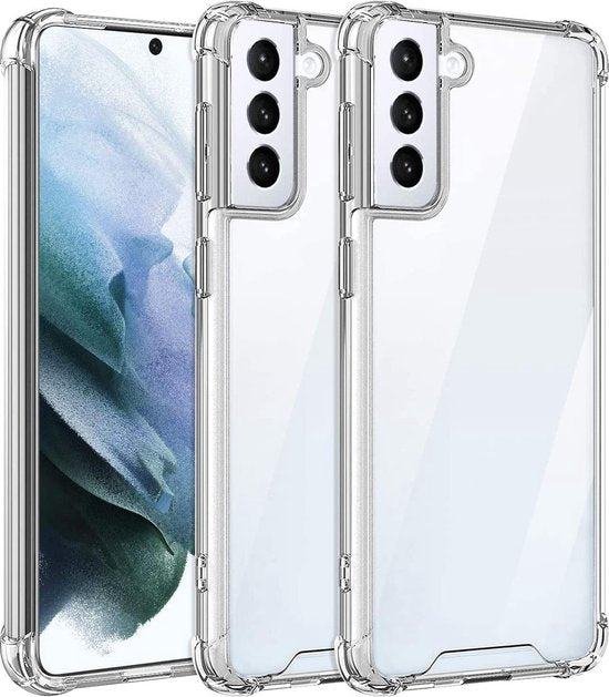 Samsung Galaxy S21 Plus Hoesjes – Siliconen Backcover – Schokbestendig Bumper – Transparant – Incl. 3x Screenprotector-Ilumina Benelux
