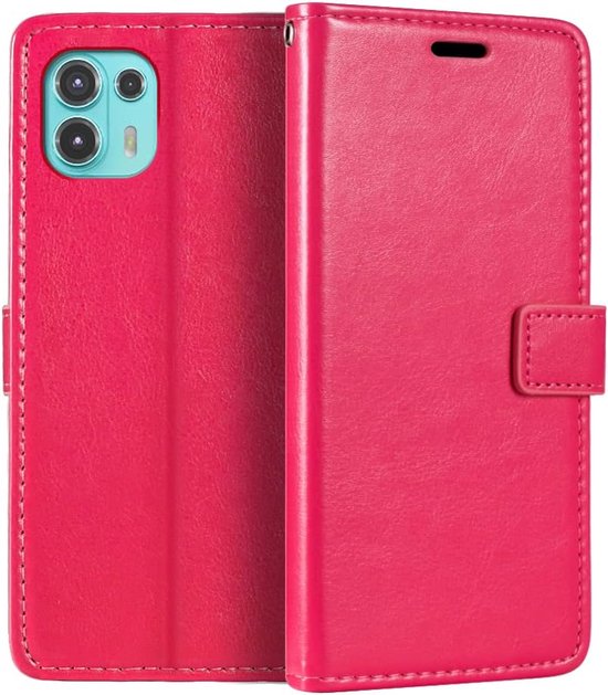 Motorola Edge 20 Lite Hoesjes – Portemonnee Book Case – Magneetsluiting – 2x Screenprotector – Roze-Ilumina Benelux