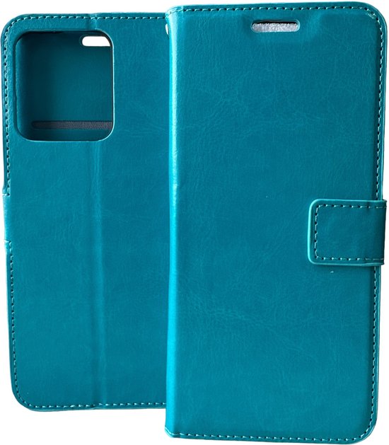 Motorola Moto Edge 40 Hoesjes – Portemonnee Book Case – Pasjeshouder – Magneetsluiting – Turquoise-Ilumina Benelux