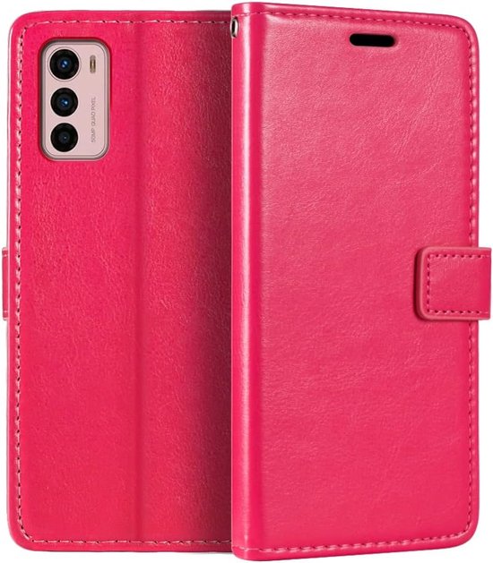 Motorola Moto G42 Hoesjes – Portemonnee Book Case – Pasjeshouder – Magneetsluiting – Roze-Ilumina Benelux