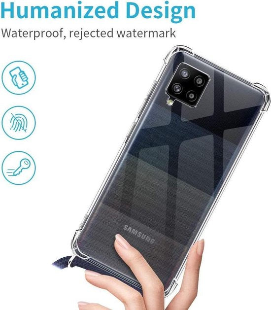 Samsung Galaxy A42 5G Hoesjes – Backcover met Koord – Schokbestendig – Draagriem Schouder/Nek – Zwart-Ilumina Benelux