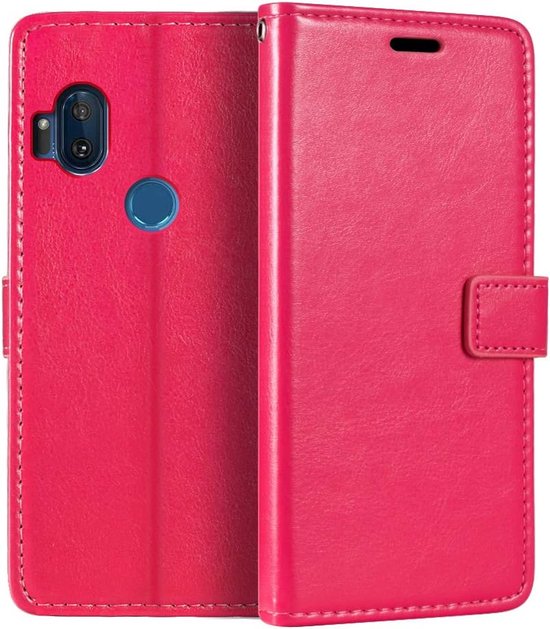 Motorola Moto One Hyper Hoesjes – Portemonnee Bookcase – Pasjeshouder – Magneetsluiting – Roze-Ilumina Benelux