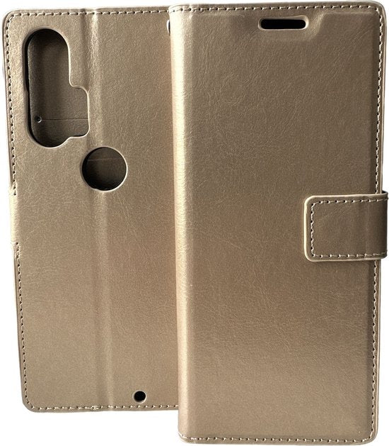 Motorola Edge Plus Hoesjes – Portemonnee Book Case – Pasjeshouder – Magneetsluiting – Goud-Ilumina Benelux