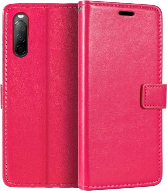Sony Xperia 10 III Hoesjes – Bookcase Portemonnee – Magneetsluiting Pasjeshouder – 3x Screenprotector – Roze-Ilumina Benelux