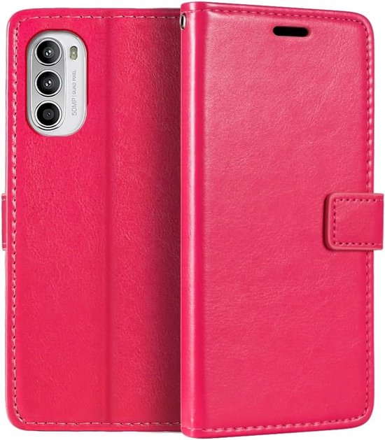 Motorola Moto G52 Hoesjes – Portemonnee Book Case – Pasjeshouder – Magneetsluiting – Roze-Ilumina Benelux