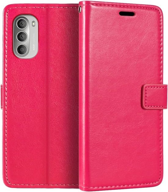 Motorola Moto G51 5G Hoesjes – Portemonnee Book Case – Pasjeshouder – Magneetsluiting – Roze-Ilumina Benelux